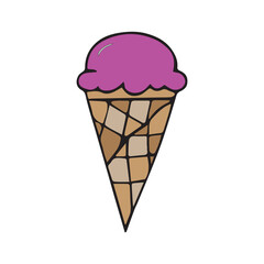 A delicious scoop of vibrant purple ice cream in a classic waffle cone, perfect for a summer treat