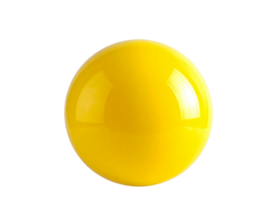 Floating Yellow Ball, Front View, Isolated on Transparent Background
