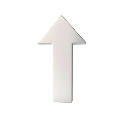 A simple, three-dimensional, off-white upward-pointing arrow against a black background, slightly beveled for depth