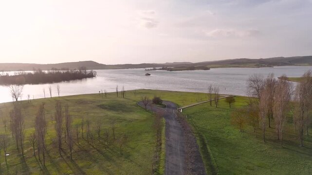 Aerial view from Garaio reservoir next to Vitoria-Gasteiz at the Basque Country.