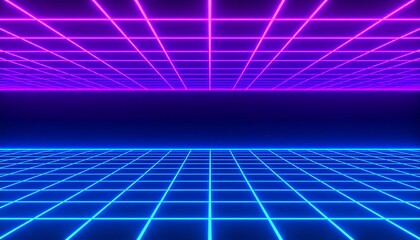 Neon grid, futuristic background