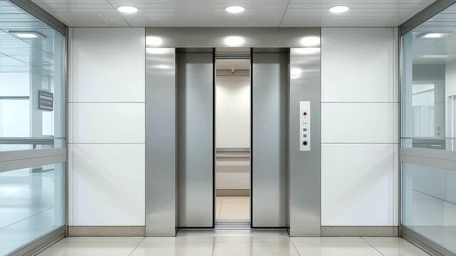 hospital staff elevator zone designed with wide access low reflection walls and hands free panels inclusive tech three quarter wide angle cinematic color correction gentle
