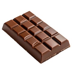 A dark brown chocolate bar, glossy, with twelve distinct squares, sits at a slight angle against a black background