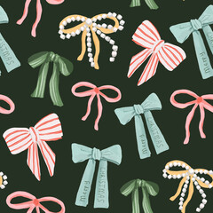 Christmas bow seamless pattern festive ribbon design