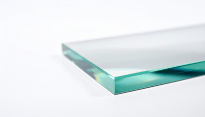 Clear glass slab with polished edges and subtle green tint transparent