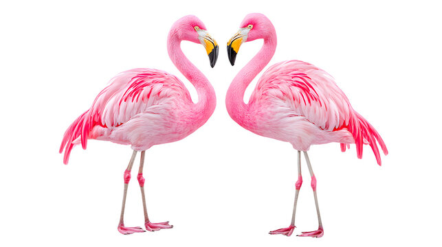Beautiful Pair of Pink Flamingo Birds Forming a Heart Shape. Ai Generated Images - Powered by Adobe