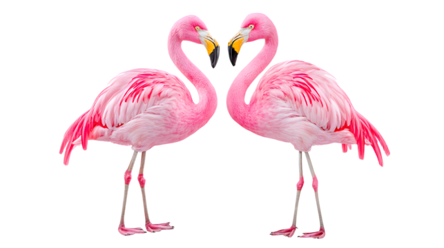 Beautiful Pair of Pink Flamingo Birds Forming a Heart Shape. Ai Generated Images