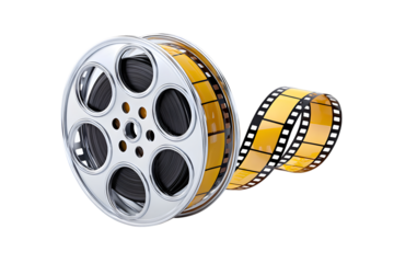 Detailed Cinematic Film Reel with Winding Strip Illustration. Ai Generated Images