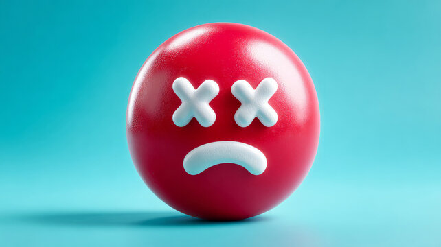 Sad face emoji on blue background conveying unhappiness. - Powered by Adobe