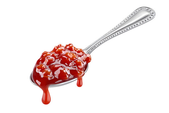Shiny Spoonful of Delicious Looking Red Cherry Jam Food Still Life. Ai Generated Images