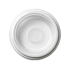 Round, white decorative ceiling plate with concentric rings
