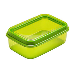 Rectangular, lime-green plastic food container with clear lid