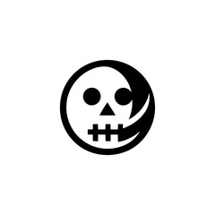 Minimalist Skull Emblem in a Lunar Circle Design