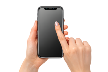 Isolated Hand Holding and Touching Modern Smartphone Device Technology. Ai Generated Images