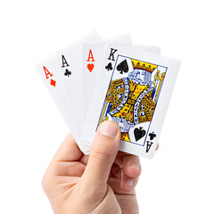 Close Up Man Hand Holding Ace and King Playing Cards. Ai Generated Images