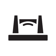 Minimalist Black Geometric Icon of a Bridge Structure on White Background