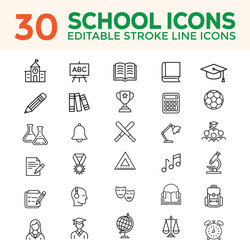 School Icon Set. Education, Learning, Classroom, and Academic Vector Symbols