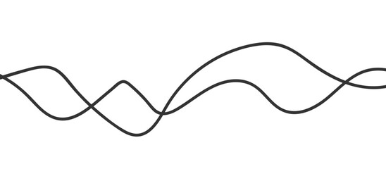 Abstract black thin wave lines flowing smoothly across a clean white background in a minimalist vector illustration design.
