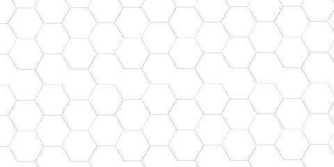 Abstract technology background vector white hexagon background. Hexagon paper texture and futuristic business. Surface polygon pattern with glowing hexagon grid cell texture.	