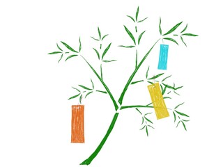 七夕の笹飾りのイラスト