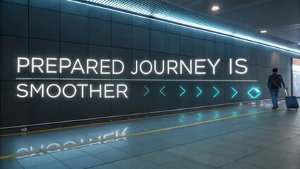 Illuminated Message Encouraging Easy Travel Experience at Airport
