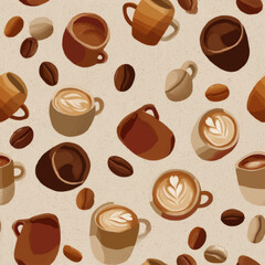 Obraz premium Seamless Caf� Coffee Drink Illustration Design