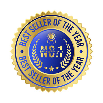 No1 Best Seller Award Seal Premium Gold Blue Badge