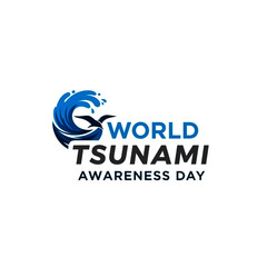 World Tsunami Awareness Day Logo with Wave and Bird Silhouette