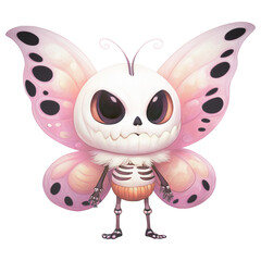 Obraz premium Halloween Butterfly Skeletons A whimsical skull-themed butterfly character with playful features and vibrant wings.