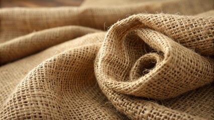 Burlap sack fiber texture showcases natural, rustic qualities in a warm, inviting setting