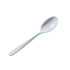 Single white plastic spoon, angled view (1)