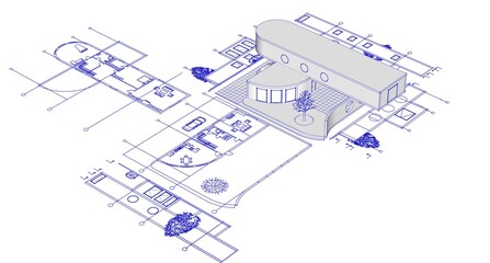 Fototapeta premium modern house sketch project 3d illustration