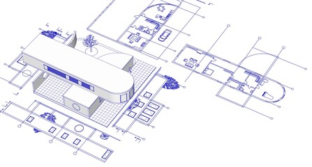 modern house sketch project 3d illustration
