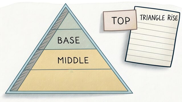 Illustrated Pyramid Structure with Base, Middle, and Top Sections