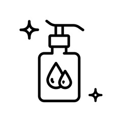 Skin care icon. Moisturizing lotion , beauty, woman, clean, fresh, acne, cleansing concept. Simple outline vector illustration isolated on white background