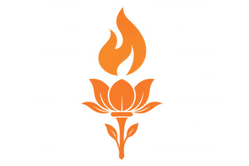 India political party symbol showing an orange lotus flower with a flame, representing development and illumination, transparent background