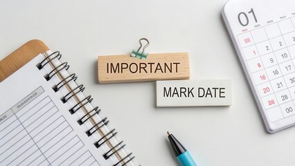 Important Date Reminder on Notepad with Calendar and Pen Close Up