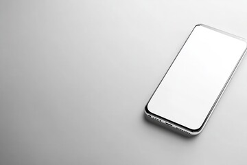 Sleek modern smartphone with blank white screen on a grey background