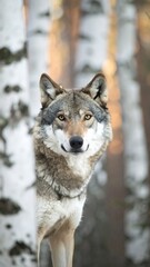 Naklejka premium Wolf in winter forest