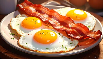 Traditional American Eggs and Bacon Breakfast – Classic Morning Meal