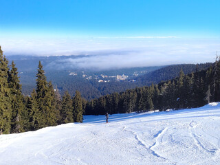 winter mountains, slopes in alpine ski resort Borovets, Bulgaria