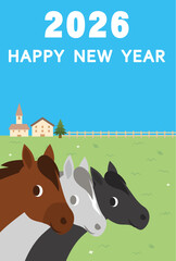 2026年 午年の年賀状テンプレート