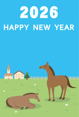 2026年 午年の年賀状テンプレート