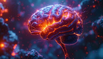 Glowing Brain Conceptual Illustration of Mind Power and Neural Networks