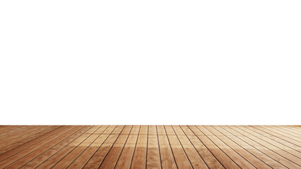 Empty room with white wall and wooden floor transparent background- 3D rendering