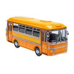 Orange vintage bus model, side view