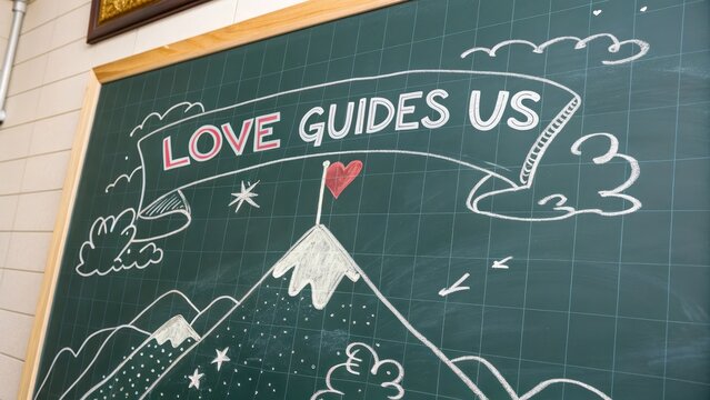 Inspirational Chalkboard Art with Love Guides Us Message