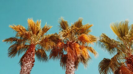 Palm trees clear blue sky