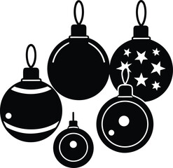 christmas bauble set glossy colors on white backgr.eps