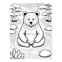 Obraz premium bear in relaxation with a flower